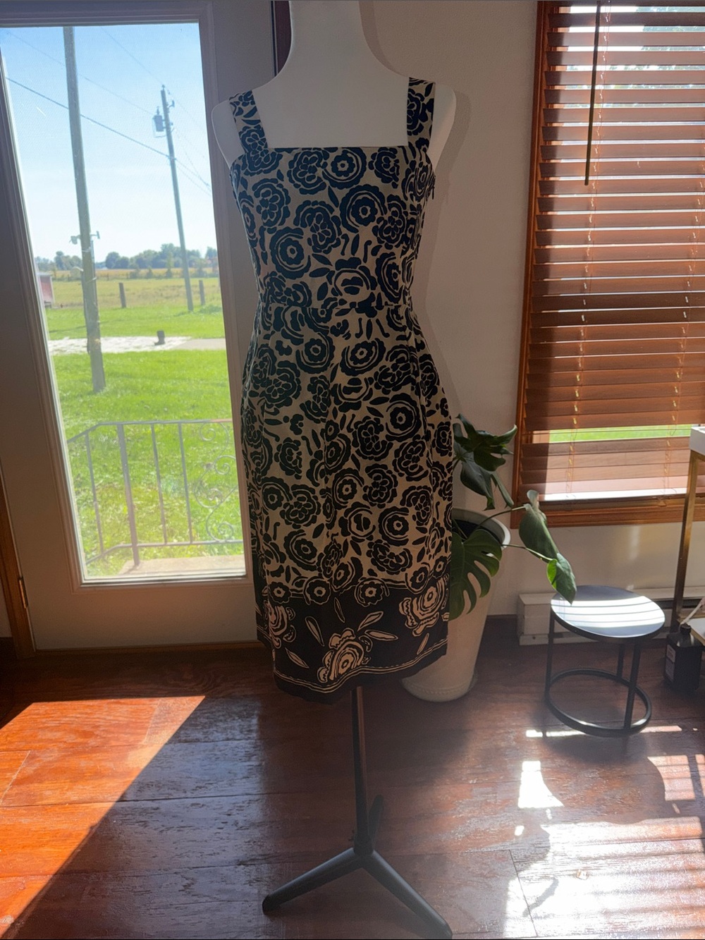Max Mara Black White Floral Midi Dress